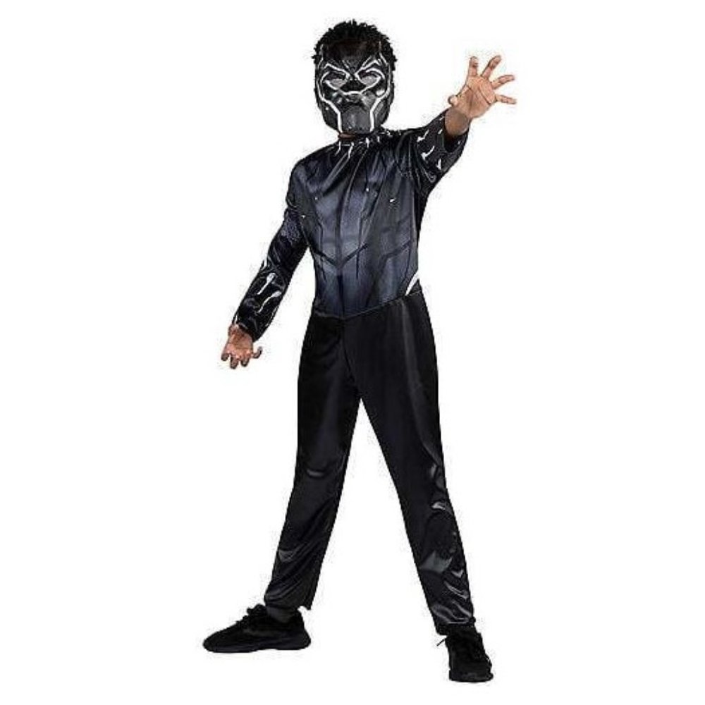 Marvel-Black Panther Halloween Costume Jumpsuit & Molded Mask + Free Lunch Box
